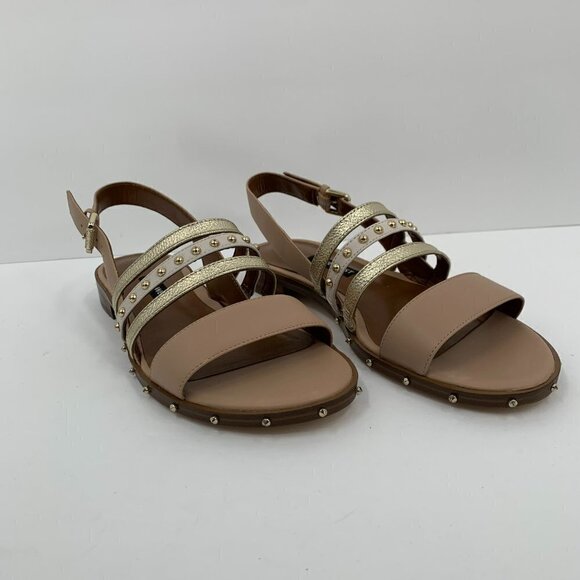 Nine West Chaylen slingback strappy shoe gold stud cream metallic new 6.5 - Picture 2 of 8